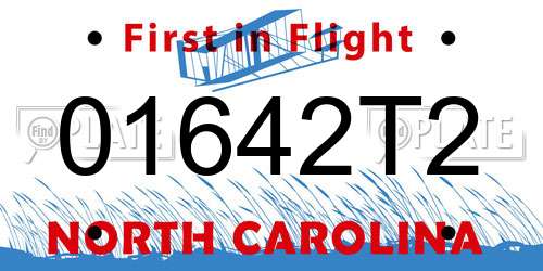 01642T2 North Carolina License Plate