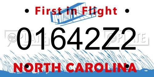 01642Z2 North Carolina License Plate