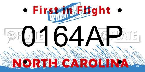 0164AP North Carolina License Plate