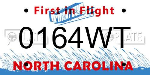 0164WT North Carolina License Plate
