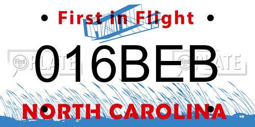 016BEB North Carolina License Plate