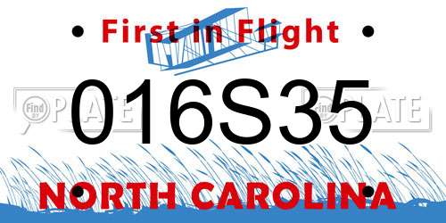 016S35 North Carolina License Plate