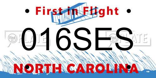 016SES North Carolina License Plate