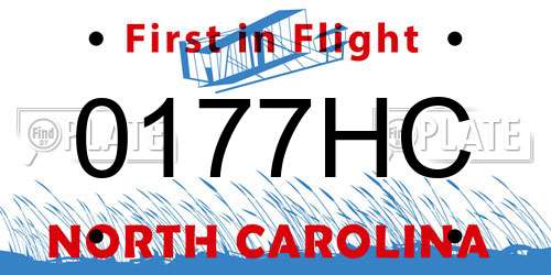 0177HC North Carolina License Plate