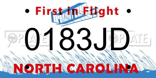 0183JD North Carolina License Plate