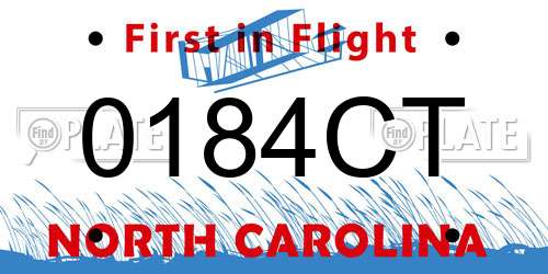 0184CT North Carolina License Plate