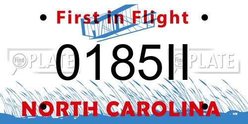 0185II North Carolina License Plate