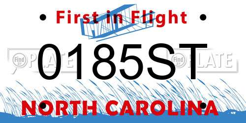 0185ST North Carolina License Plate