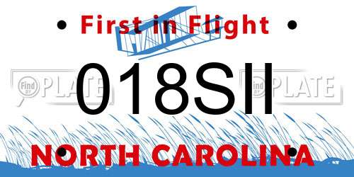 018SII North Carolina License Plate