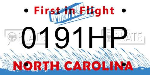 0191HP North Carolina License Plate