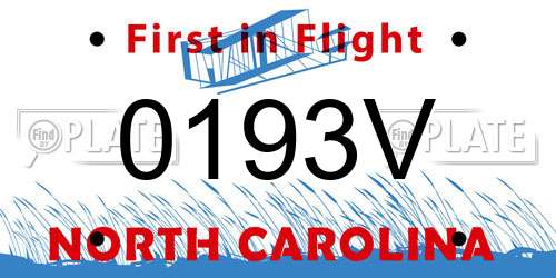 0193V North Carolina License Plate