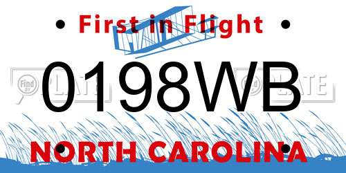 0198WB North Carolina License Plate