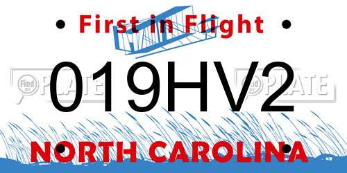 019HV2 North Carolina License Plate