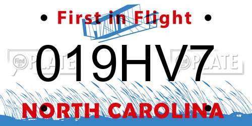 019HV7 North Carolina License Plate