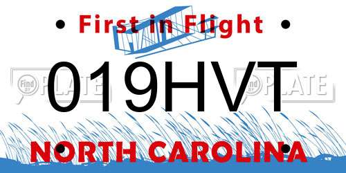 019HVT North Carolina License Plate