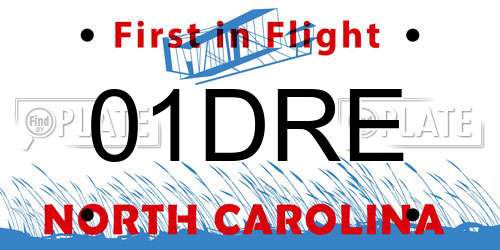 01DRE North Carolina License Plate