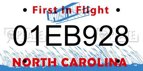 01EB928 North Carolina License Plate
