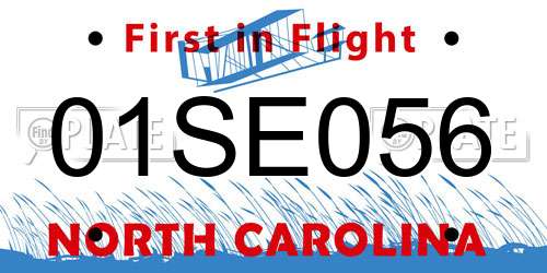 01SE056 North Carolina License Plate