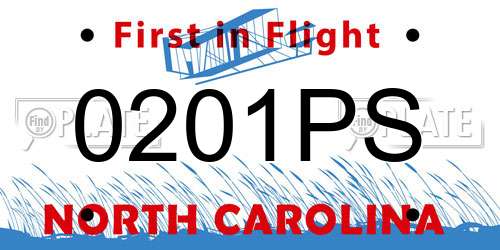 0201PS North Carolina License Plate