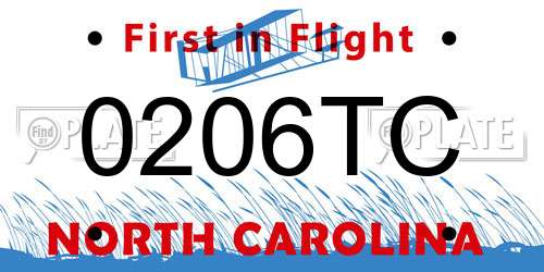 0206TC North Carolina License Plate