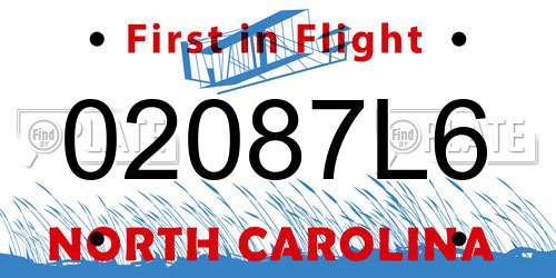02087L6 North Carolina License Plate