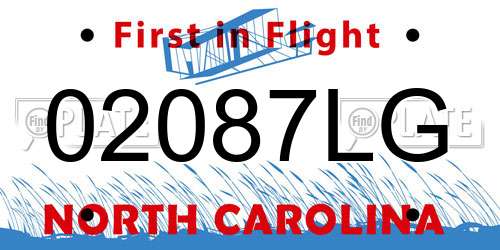 02087LG North Carolina License Plate