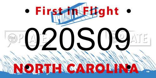 020S09 North Carolina License Plate