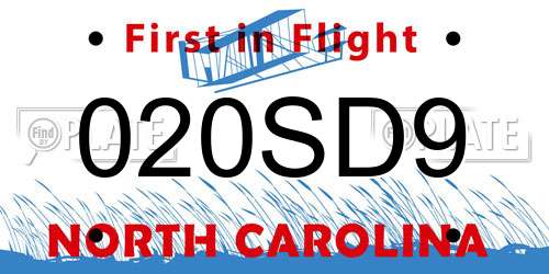 020SD9 North Carolina License Plate