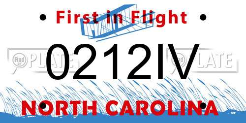 0212IV North Carolina License Plate
