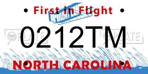 0212TM North Carolina License Plate