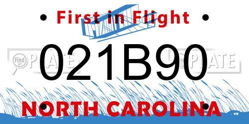 021B90 North Carolina License Plate