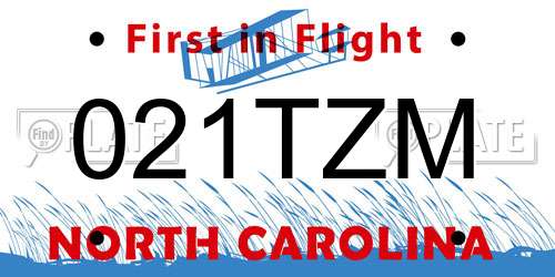 021TZM North Carolina License Plate