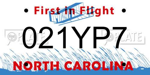 021YP7 North Carolina License Plate