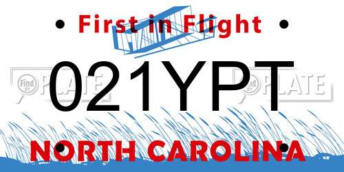 021YPT North Carolina License Plate