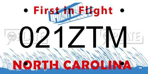 021ZTM North Carolina License Plate