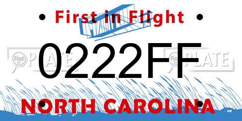 0222FF North Carolina License Plate
