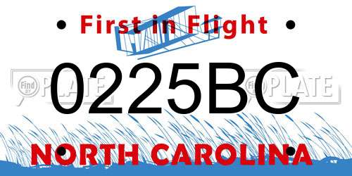 0225BC North Carolina License Plate