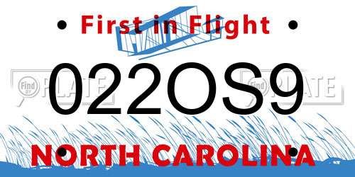 022OS9 North Carolina License Plate
