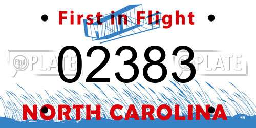 02383 North Carolina License Plate
