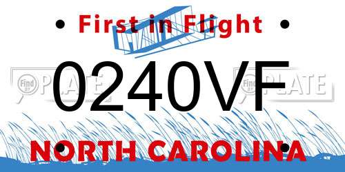 0240VF North Carolina License Plate