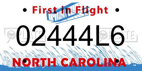 02444L6 North Carolina License Plate
