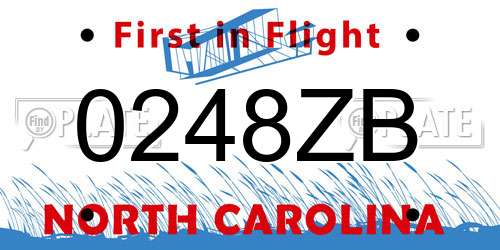 0248ZB North Carolina License Plate