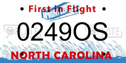 0249OS North Carolina License Plate