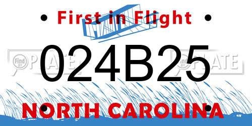 024B25 North Carolina License Plate