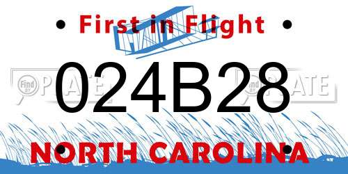 024B28 North Carolina License Plate