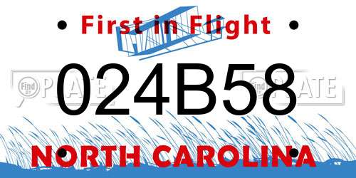 024B58 North Carolina License Plate