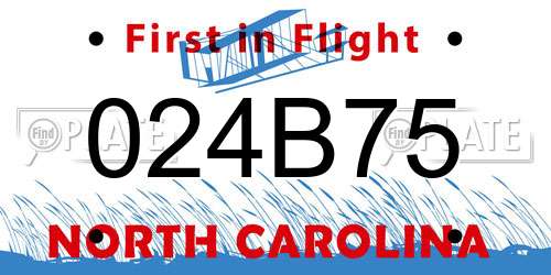 024B75 North Carolina License Plate