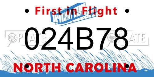 024B78 North Carolina License Plate