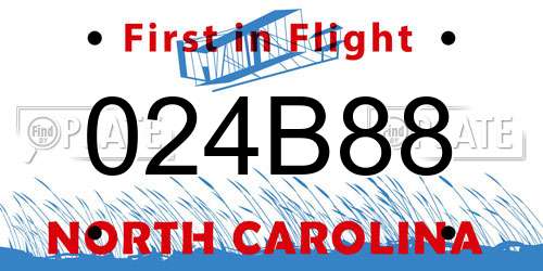 024B88 North Carolina License Plate