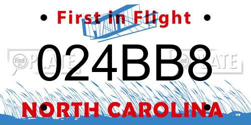 024BB8 North Carolina License Plate